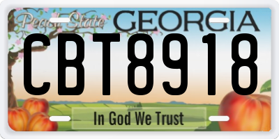 GA license plate CBT8918
