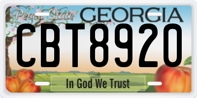 GA license plate CBT8920