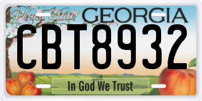 GA license plate CBT8932