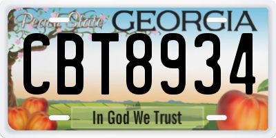 GA license plate CBT8934