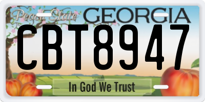 GA license plate CBT8947
