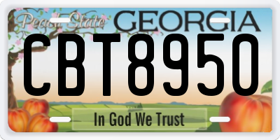 GA license plate CBT8950