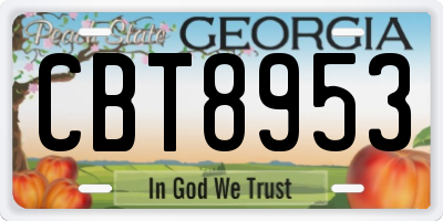 GA license plate CBT8953