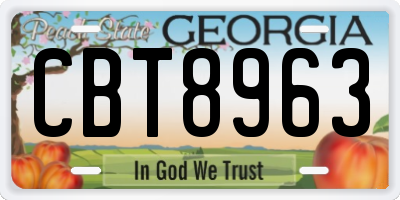 GA license plate CBT8963