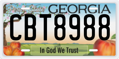 GA license plate CBT8988