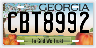 GA license plate CBT8992