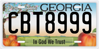 GA license plate CBT8999
