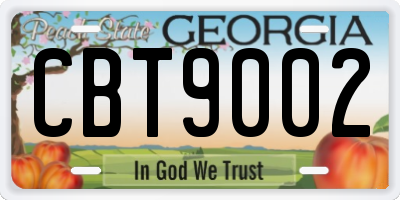 GA license plate CBT9002