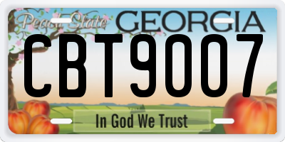 GA license plate CBT9007