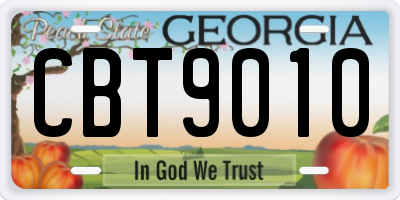GA license plate CBT9010