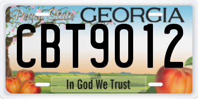 GA license plate CBT9012