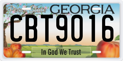 GA license plate CBT9016