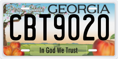 GA license plate CBT9020