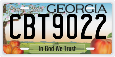 GA license plate CBT9022