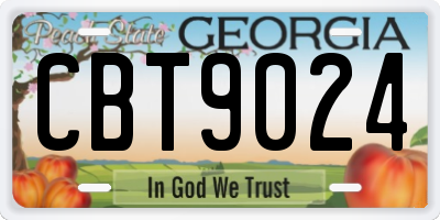 GA license plate CBT9024
