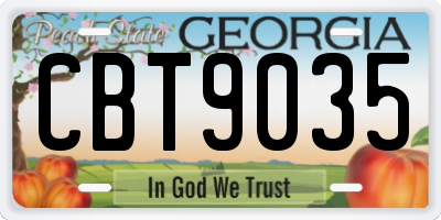 GA license plate CBT9035