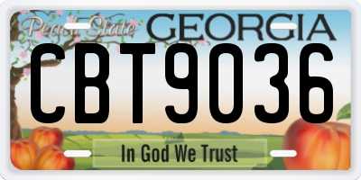 GA license plate CBT9036