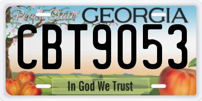 GA license plate CBT9053