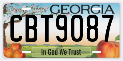 GA license plate CBT9087