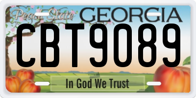 GA license plate CBT9089