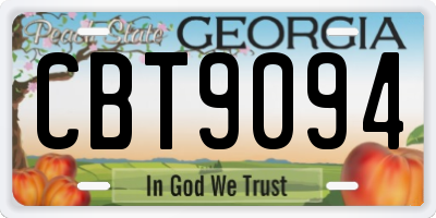 GA license plate CBT9094