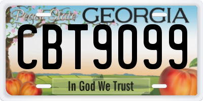 GA license plate CBT9099