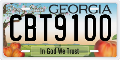 GA license plate CBT9100