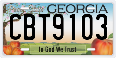 GA license plate CBT9103