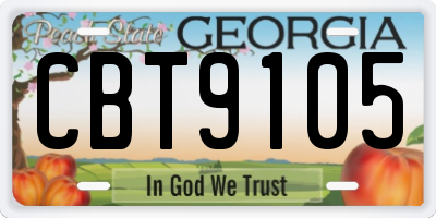 GA license plate CBT9105