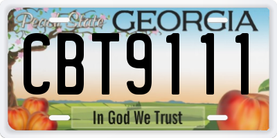 GA license plate CBT9111