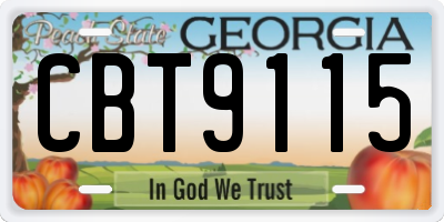 GA license plate CBT9115