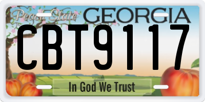 GA license plate CBT9117