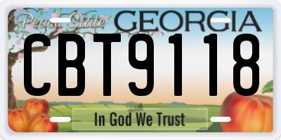 GA license plate CBT9118