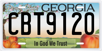 GA license plate CBT9120