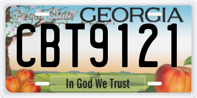 GA license plate CBT9121