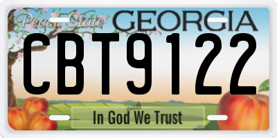 GA license plate CBT9122