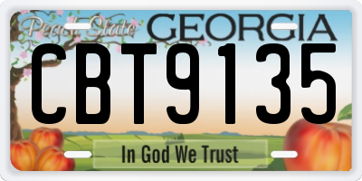 GA license plate CBT9135