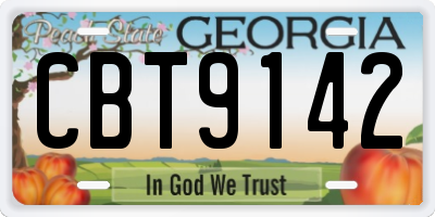 GA license plate CBT9142