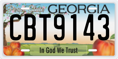 GA license plate CBT9143