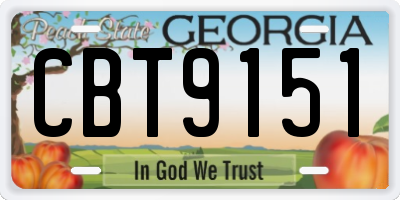 GA license plate CBT9151