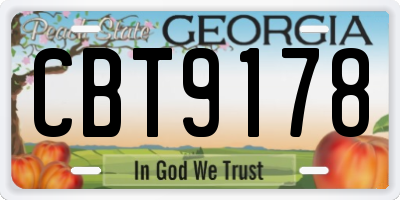 GA license plate CBT9178