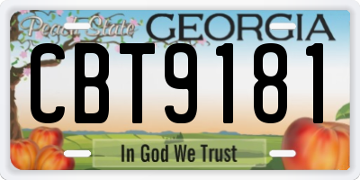 GA license plate CBT9181