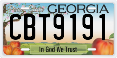 GA license plate CBT9191