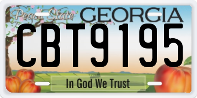 GA license plate CBT9195