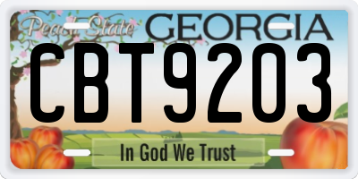 GA license plate CBT9203