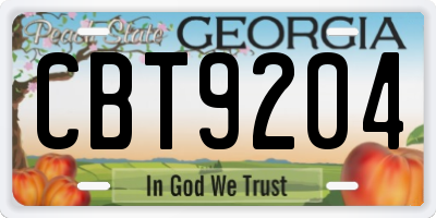 GA license plate CBT9204