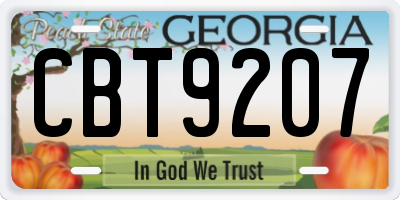 GA license plate CBT9207