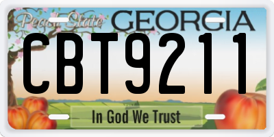 GA license plate CBT9211