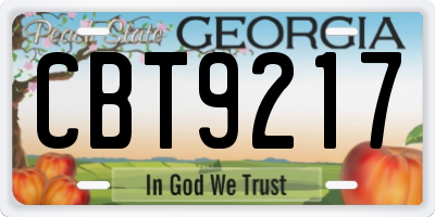 GA license plate CBT9217