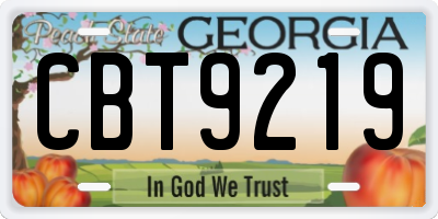 GA license plate CBT9219